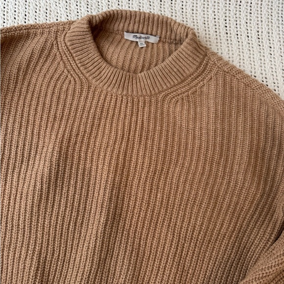 Madewell Women's Tan Merino Wool Cotton Sweater Size XS Bubble Sleeve - Picture 5 of 5
